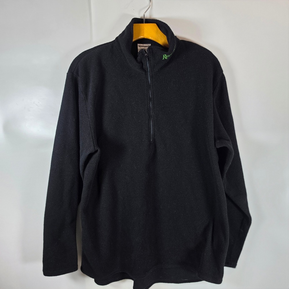 Remington Men Size L Black Fleece Pullover Jacket 1/4 Zip Hunting Outdoors Large